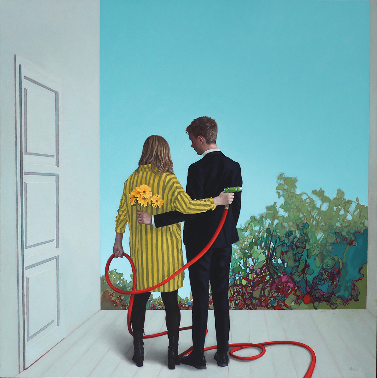 Two in a Room, oil on canvas, 36x36 inches, SOLD